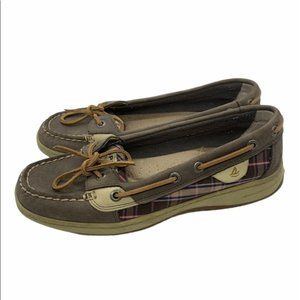 Sperry Top-Sider Angelfish Boat Shoes | Brown Pink Plaid | Women's 7